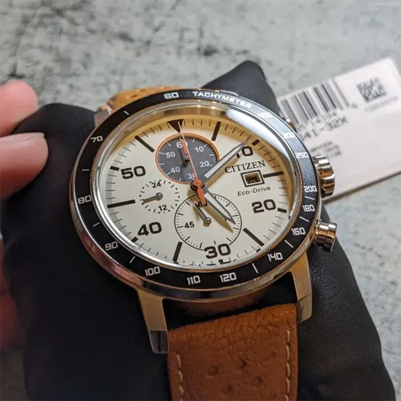 Citizen Brycen Eco-Drive Chronograph Brown Leather Men's Watch- CA0641-32X